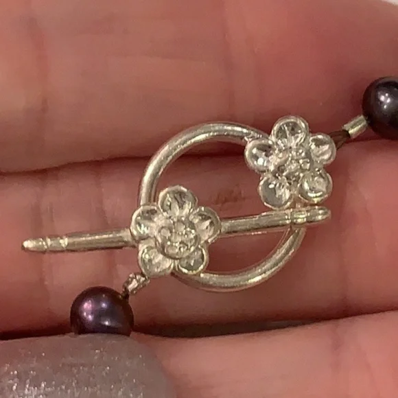 Sterling silver toggle clasp mother of Pearl shell pendant pearl necklace - Picture 4 of 12